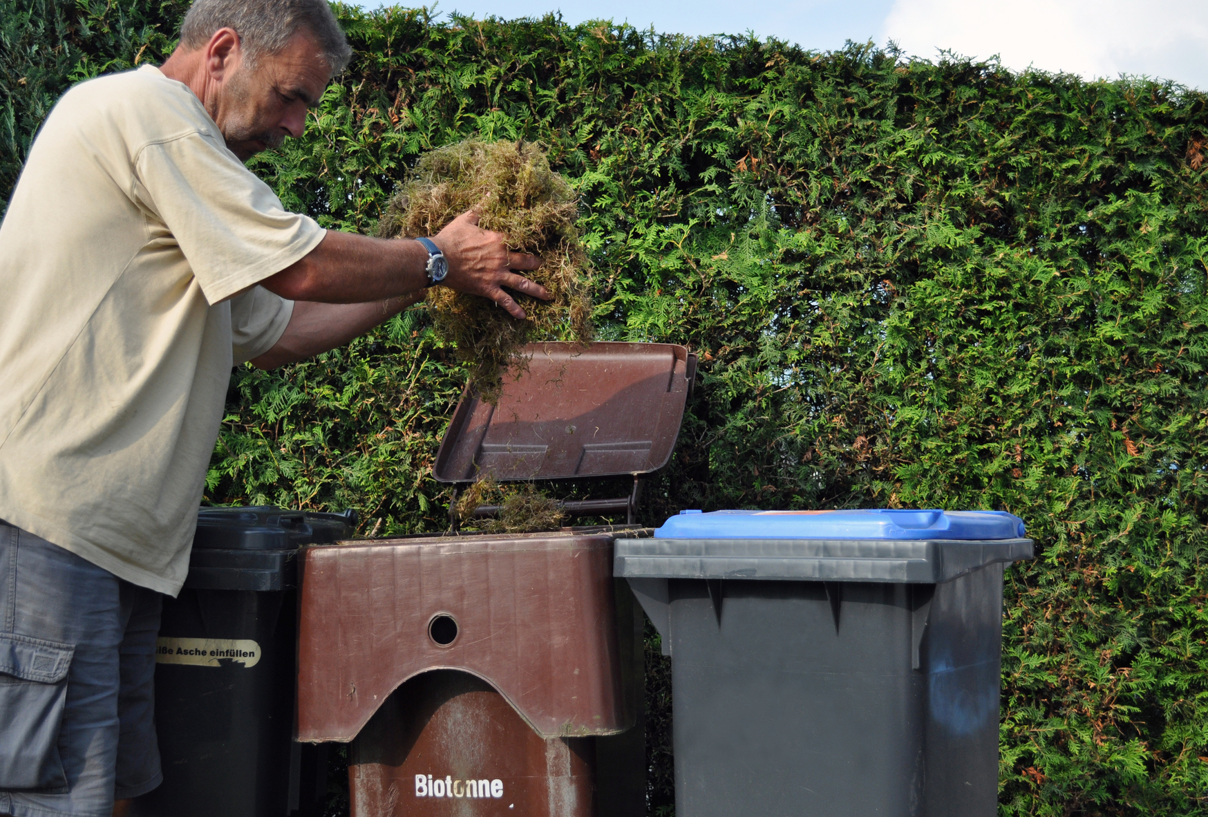 Bioabfall in die braunen Tonne. 