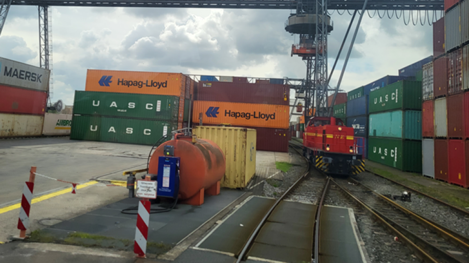 Hafenbahn und Containerterminal Hafen Neuss. Foto: MUNV